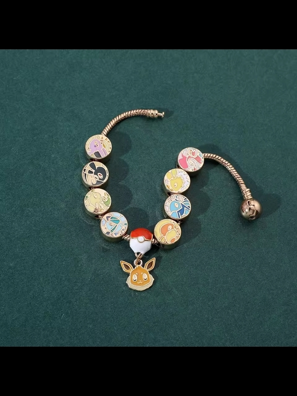 Pokemon Eeveelution Charm Gold Tone Bracelet - Picture 4 of 6